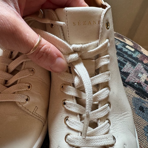 Sezane Cream Leather Sneakers - Picture 6 of 8